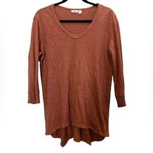 Wilt Rust Long Sleeve Cotton V-Neck T sz M